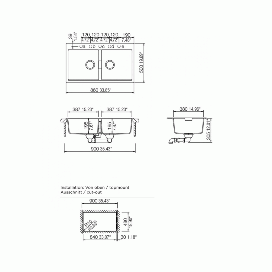 Νεροχύτης Schock Cristadur Mono 15295 (86x50cm)