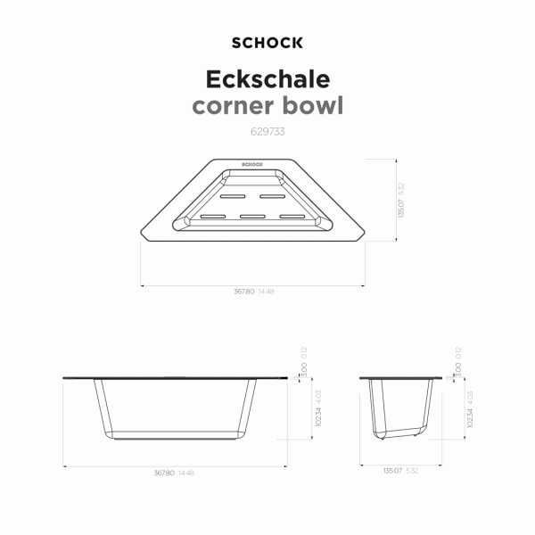 Schock Μπωλ Γωνιακό Κρεμαστό Ανθρακί ABS 629733