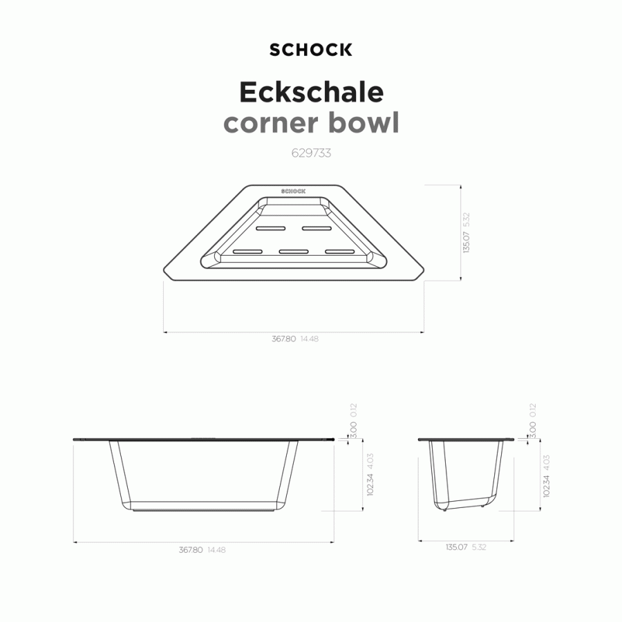 Schock Μπωλ Γωνιακό Κρεμαστό Ανθρακί ABS 629733
