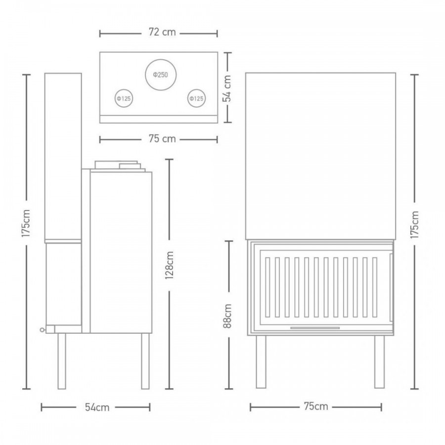 Ενεργειακό Τζάκι Αερόθερμο| W 70 Corner