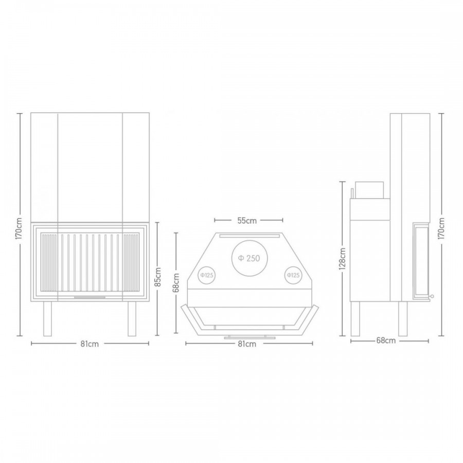 Ενεργειακό Τζάκι Αερόθερμο| W 70 PD Πολυγωνικό