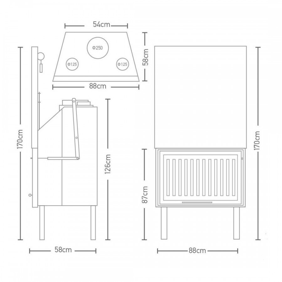 Ενεργειακό Τζάκι Αερόθερμο| W 80 D Ίσιο