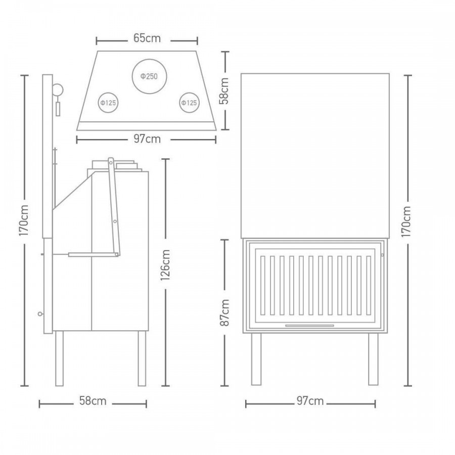 Ενεργειακό Τζάκι Αερόθερμο| W 90 D Ίσιο